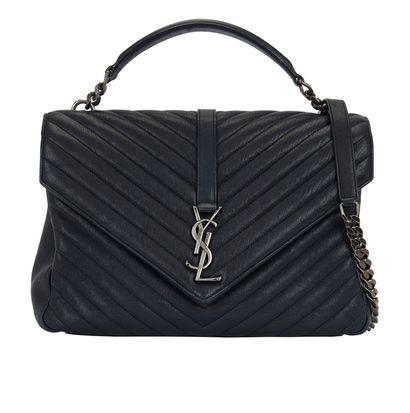 College Large, &pound;1,100, Handbags, Navy, Leather, Front view